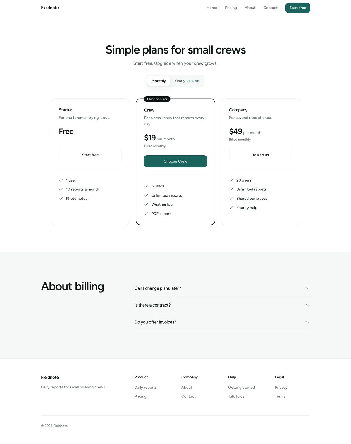 Pricing, English