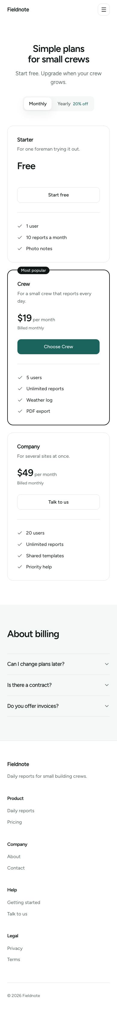 Pricing phone, English