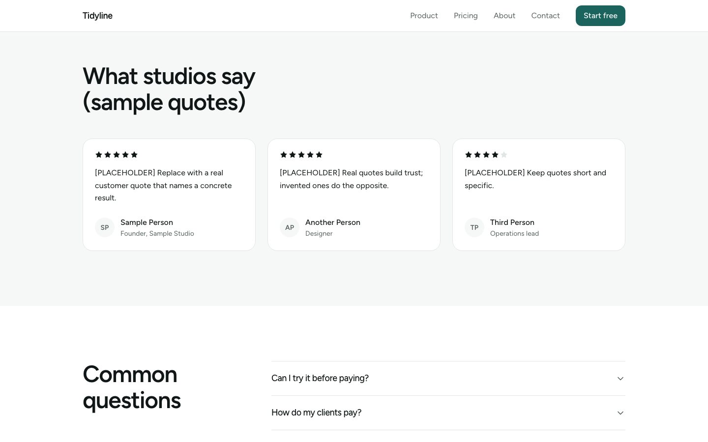Stats and testimonials