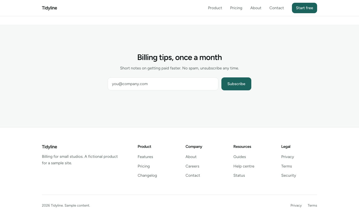 Newsletter and footer