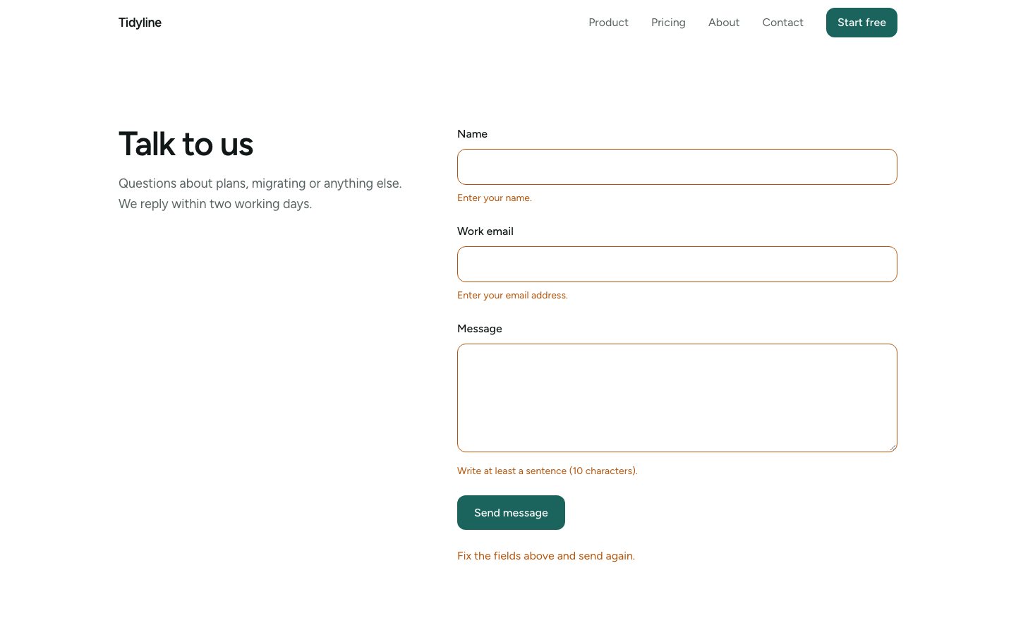 Contact validation